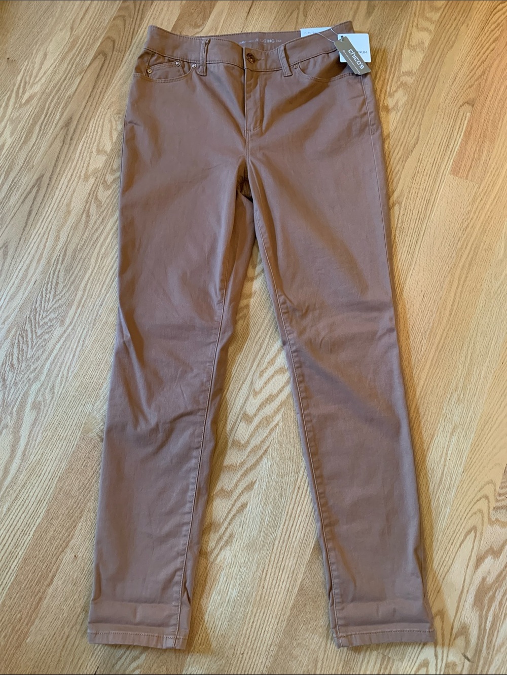 Chico’s Women’s Platinum Jegging Jean Classic Copper Brown Size 0.5